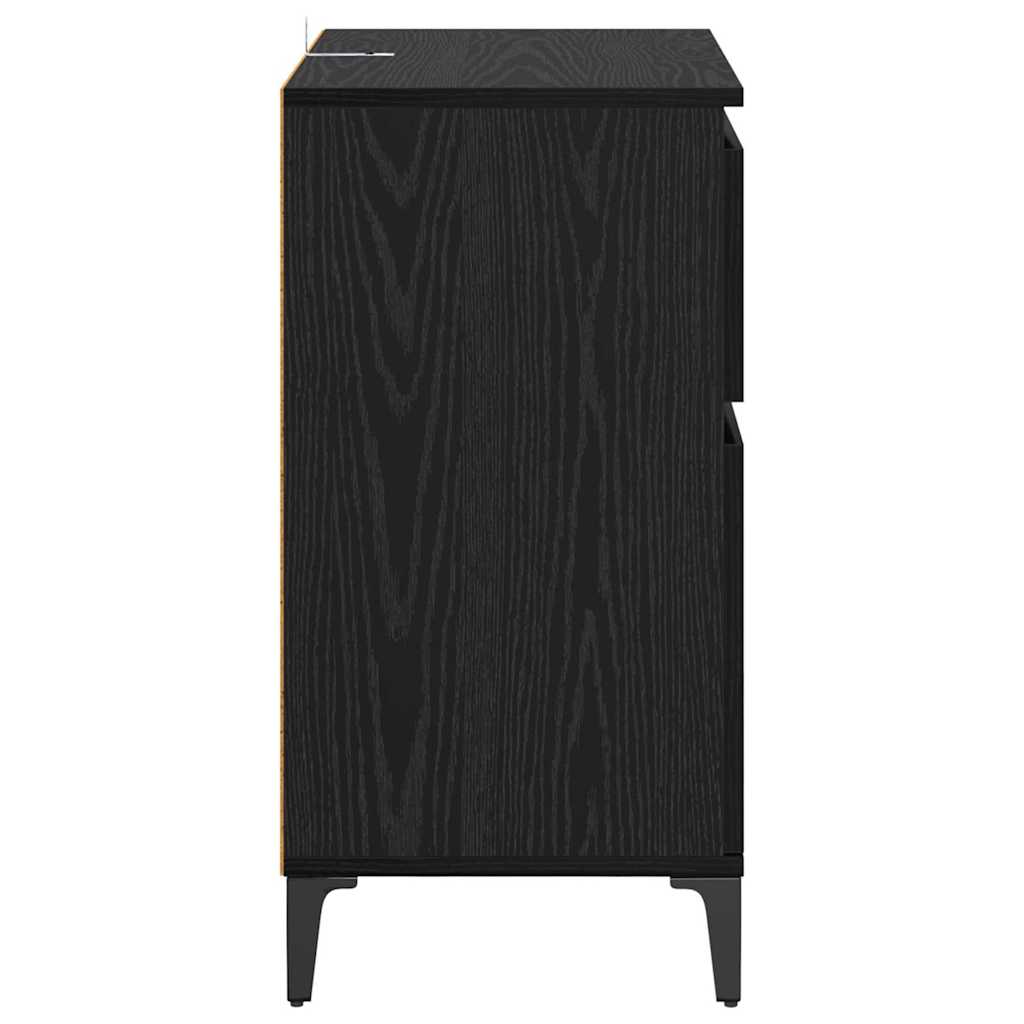 vidaXL Πλαϊνό γραφείο με συρτάρι Μαύρη Οξυά 60 x 35 x 70 cm