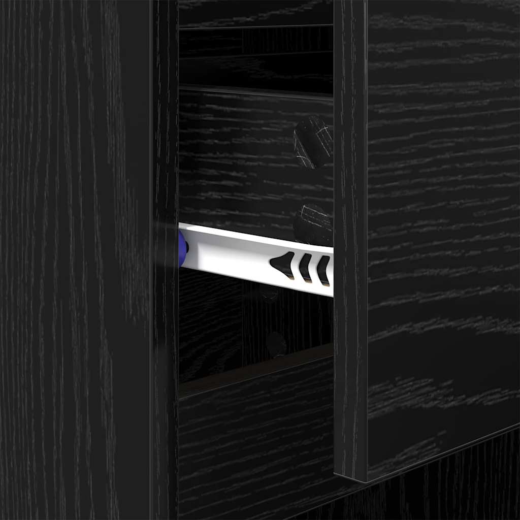 vidaXL Κομοδίνο 2 pcs Μαύρη Οξυά 40 x 35 x 70 εκ. Επεξεργασμένο ξύλο