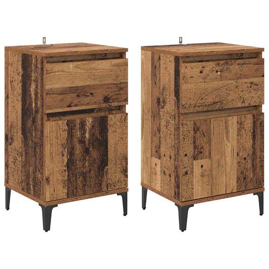 vidaXL Κομοδίνο 2 pcs Παλιό ξύλο 40 x 35 x 70 εκ. Επεξεργασμένο ξύλο