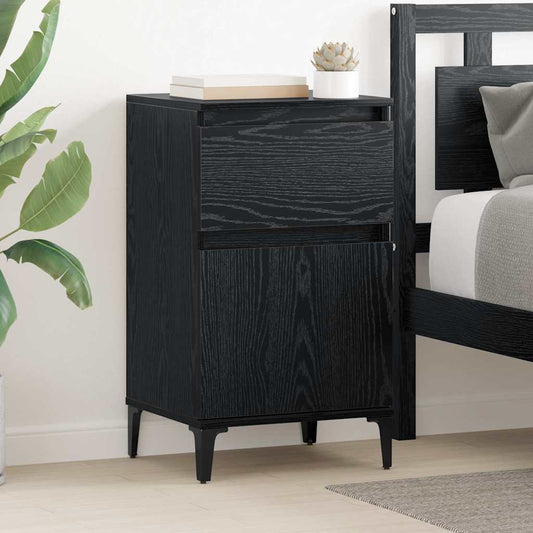vidaXL Κομοδίνο 2 pcs Μαύρη Οξυά 40 x 35 x 70 εκ. Επεξεργασμένο ξύλο