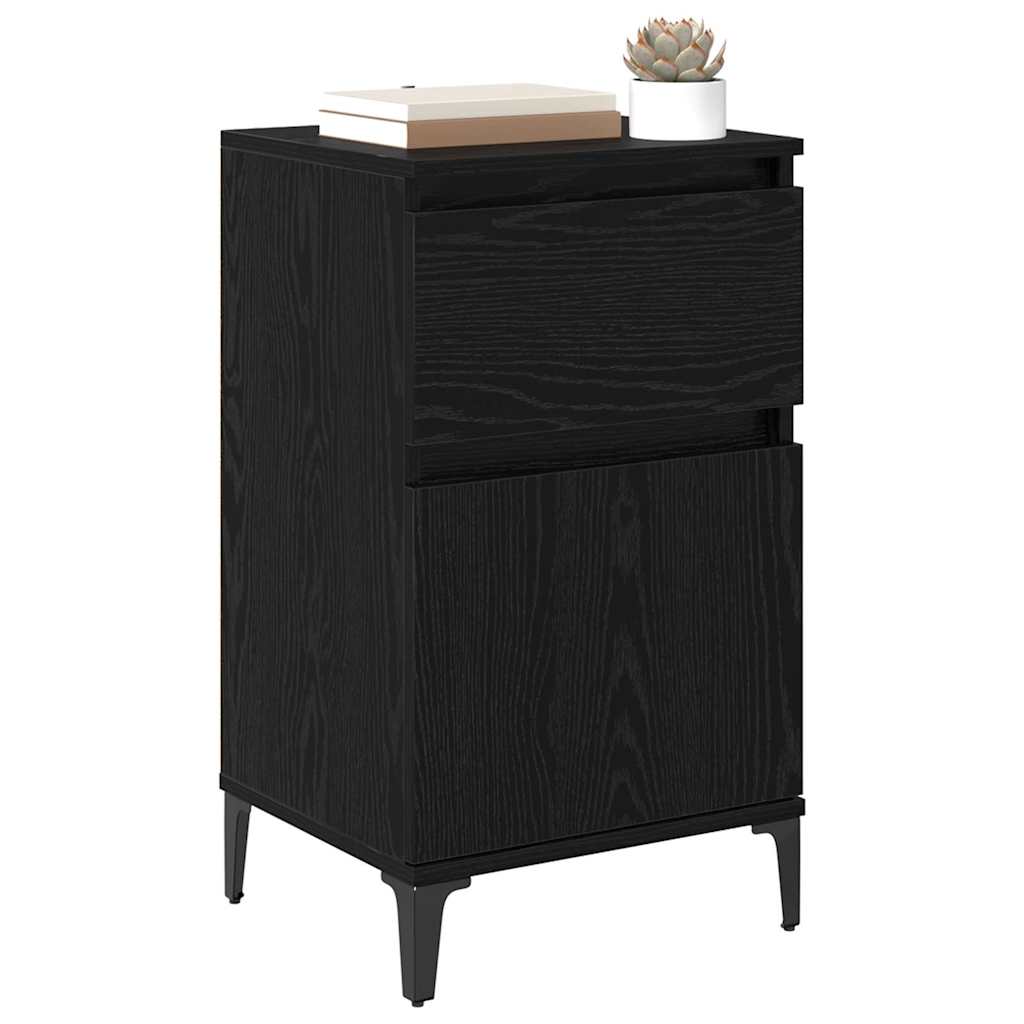 vidaXL Κομοδίνο 2 pcs Μαύρη Οξυά 40 x 35 x 70 εκ. Επεξεργασμένο ξύλο