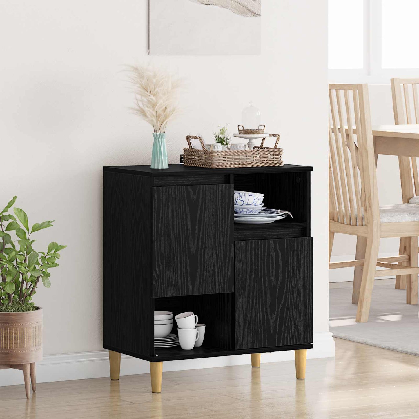 vidaXL Πλαϊνό γραφείο Μαύρη δρυς 35 x 60 x 70 εκ Επεξεργασμένο ξύλο