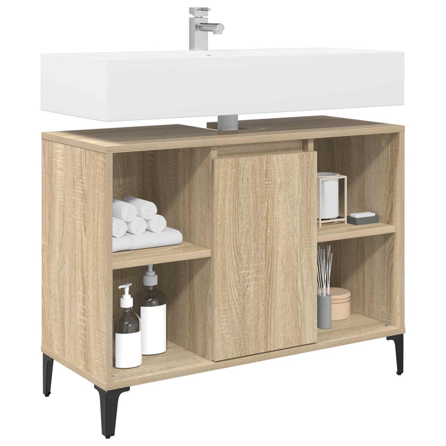 vidaXL Ντουλάπι νιπτήρα με ράφι με πόρτα Δρύς Sonoma 80 x 33 x 60 εκ