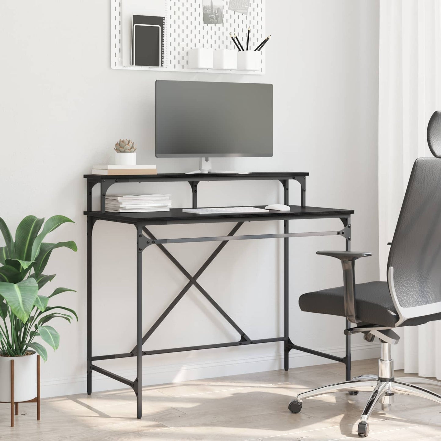 vidaXL Γραφείο Μαύρη Οξυά 100 x 50 x 90 cm Επεξεργασμένο Ξύλο