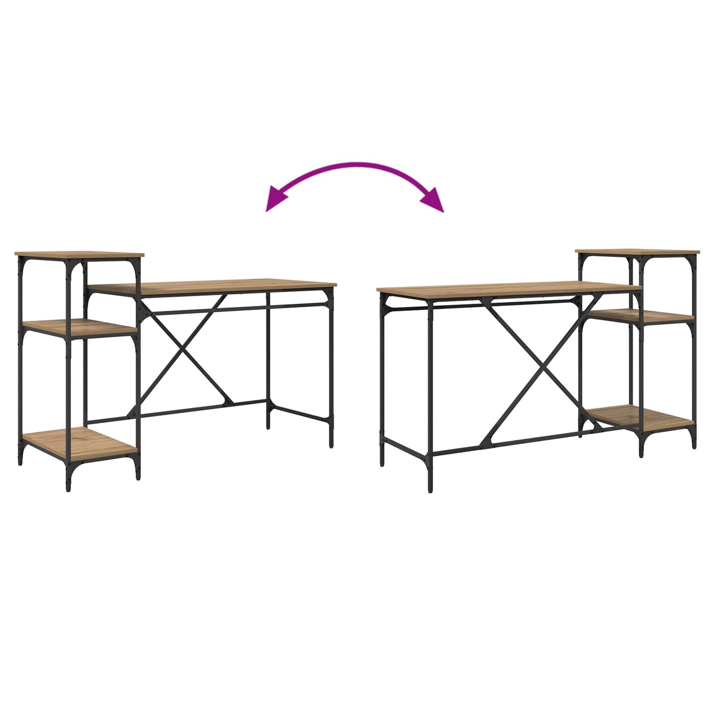 vidaXL Γραφείο Artisan Oak Επεξεργασμένο Ξύλο 135 x 50 x 90 cm
