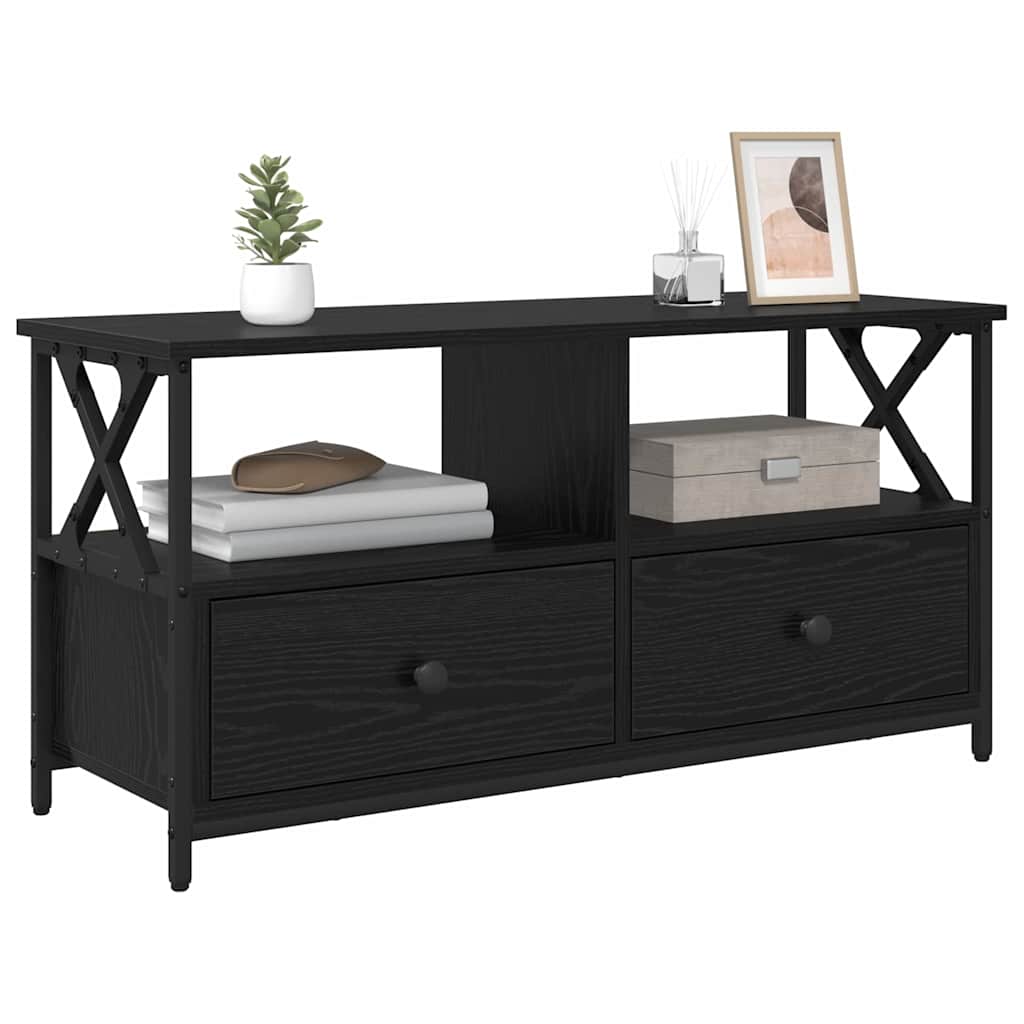 vidaXL Ντουλάπι TV με συρτάρι Μαύρη Οξυά 90 x 33 x 45 εκ