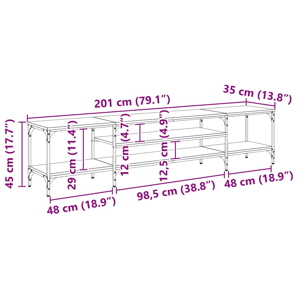 vidaXL Ντουλάπι TV Παλιό Ξύλο 201 x 35 x 45 εκ.