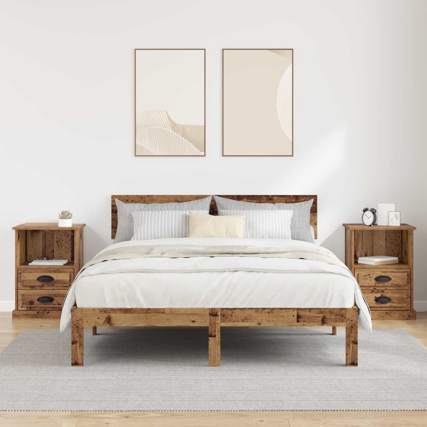vidaXL Κομοδίνο 2 τμχ. Παλιό ξύλο 36 x 43 x 60 εκ Επεξεργασμένο Ξύλο