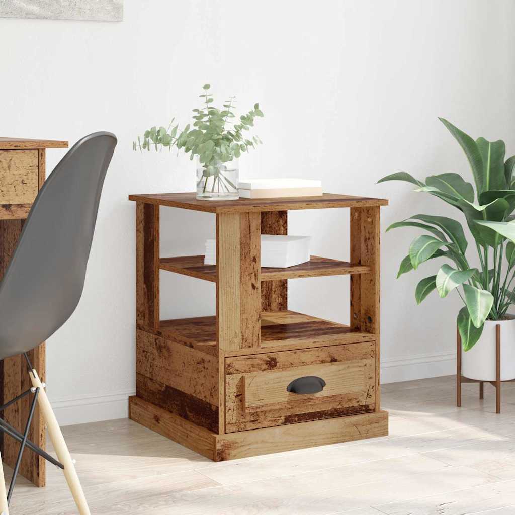 vidaXL Κομοδίνο με ράφι Παλιό ξύλο 50 x 50 x 60 cm Επεξεργασμένο ξύλο