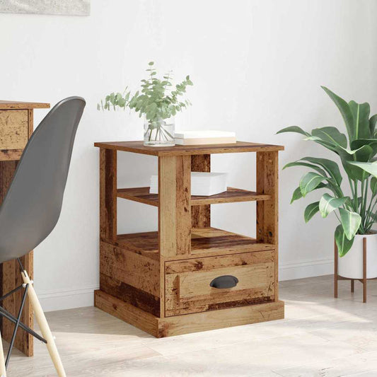 vidaXL Κομοδίνο με ράφι Παλιό ξύλο 50 x 50 x 60 cm Επεξεργασμένο ξύλο