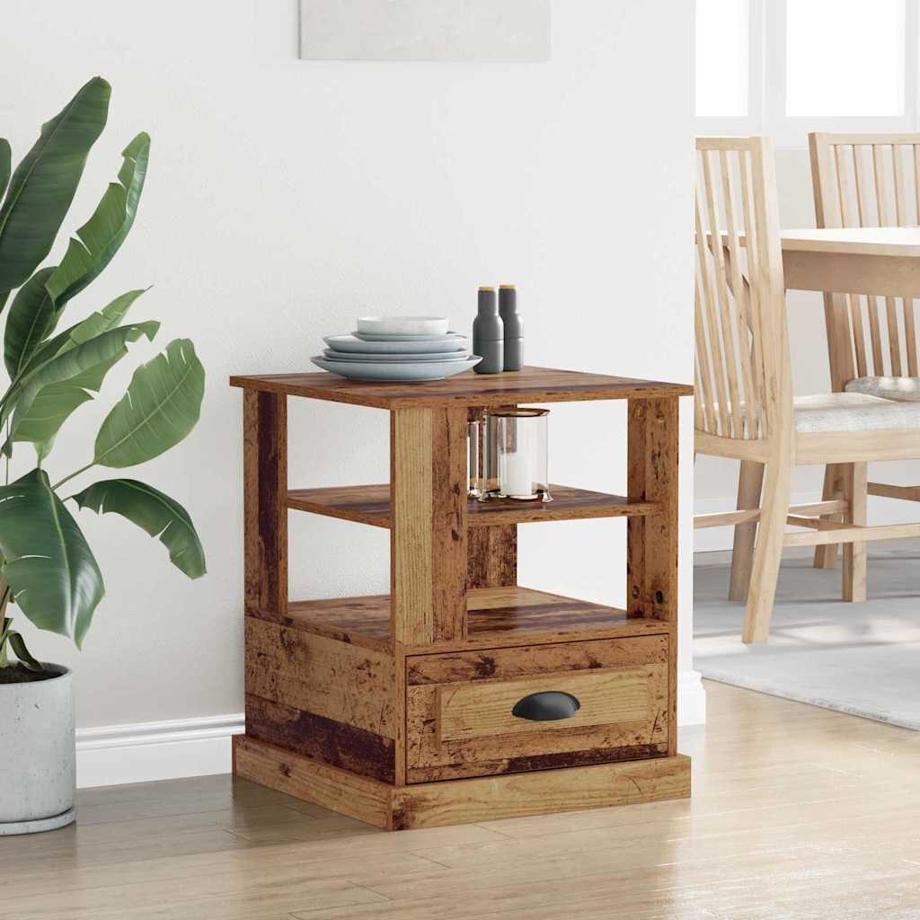 vidaXL Κομοδίνο με ράφι Παλιό ξύλο 50 x 50 x 60 cm Επεξεργασμένο ξύλο