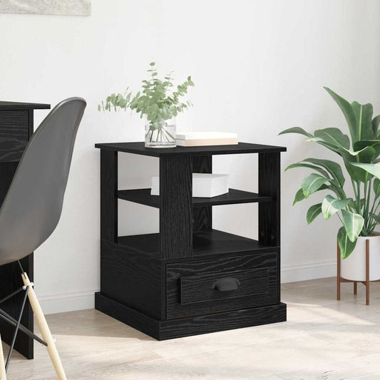 vidaXL Κομοδίνο με ράφι Μαύρη Οξυά 50 x 50 x 60 cm Επεξεργασμένο ξύλο