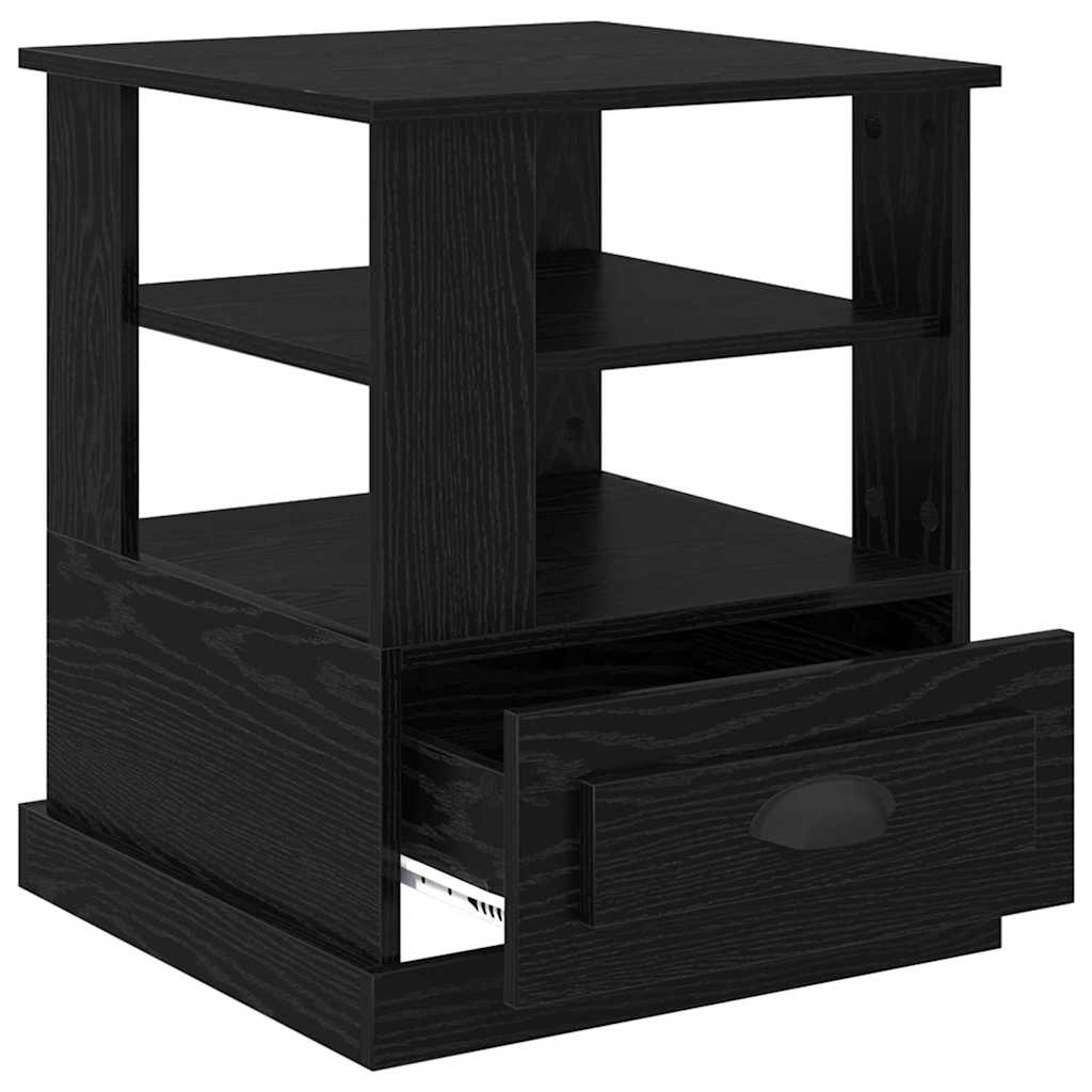 vidaXL Κομοδίνο με ράφι Μαύρη Οξυά 50 x 50 x 60 cm Επεξεργασμένο ξύλο