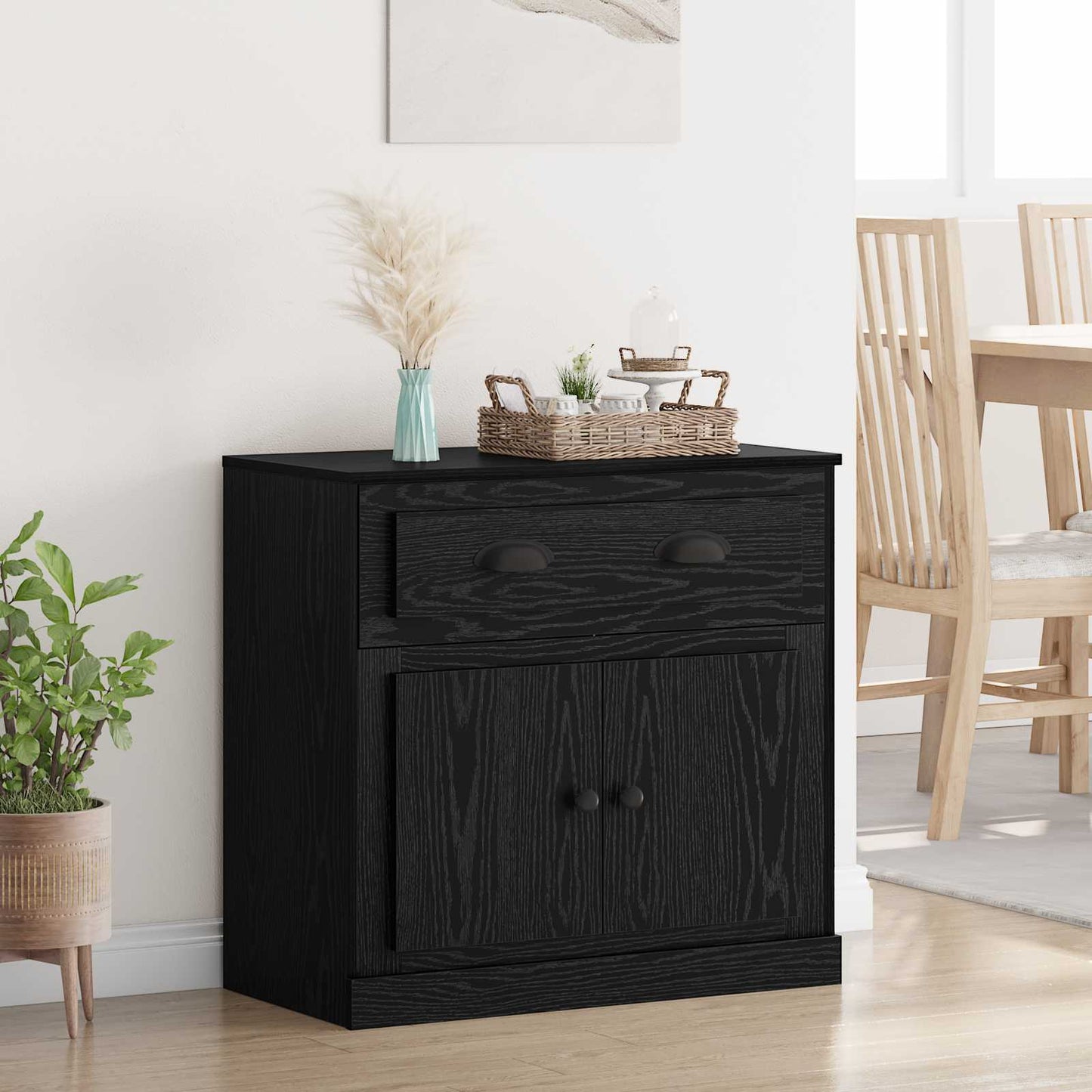 vidaXL Highboard Μαύρη Οξυά 70 x 35,5 x 67,5 εκ. Επεξεργασμένο ξύλο