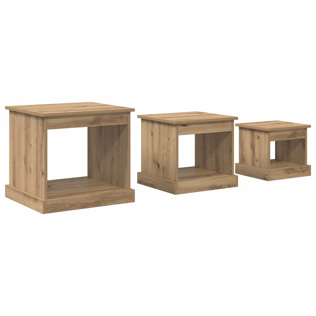vidaXL Τραπεζάκι σαλονιού 3 pcs Artisan Oak Επεξεργασμένο ξύλο