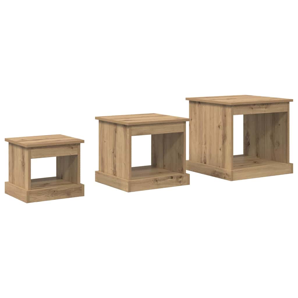 vidaXL Τραπεζάκι σαλονιού 3 pcs Artisan Oak Επεξεργασμένο ξύλο