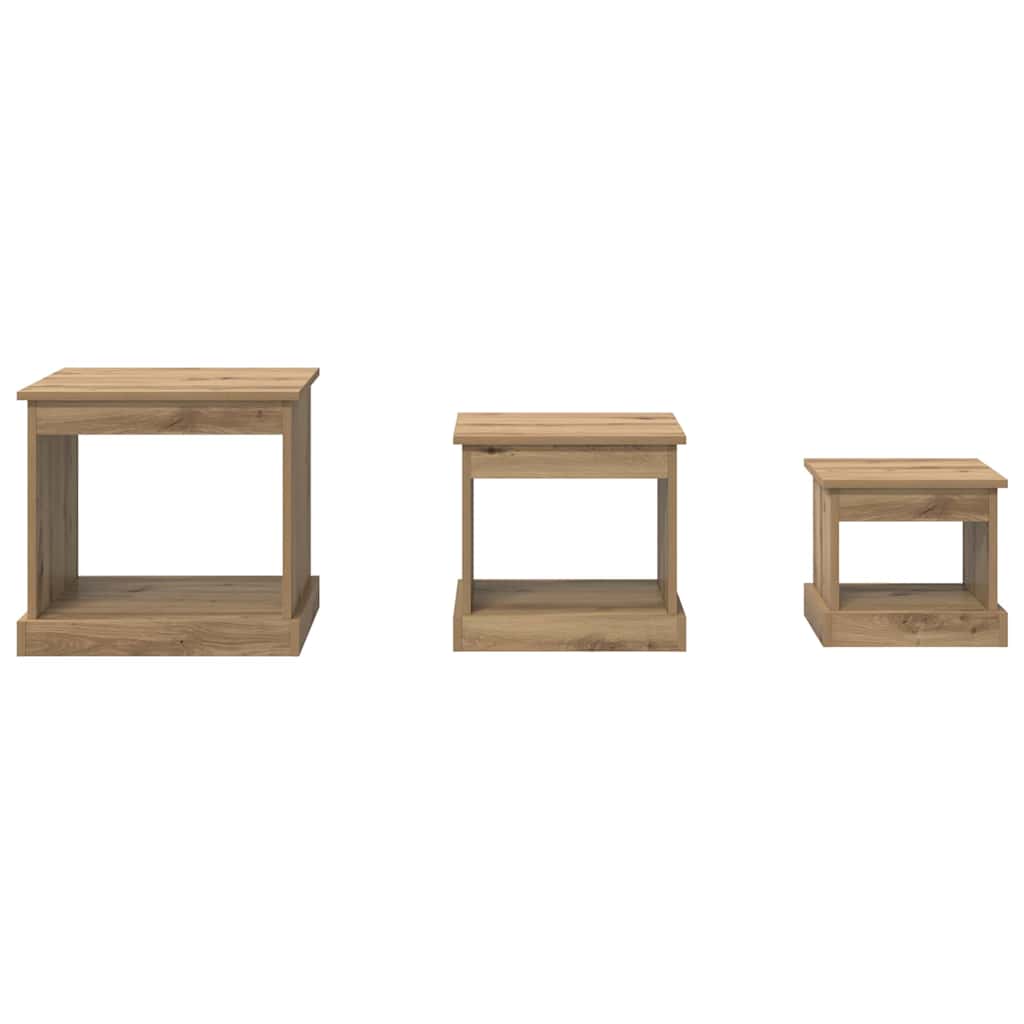 vidaXL Τραπεζάκι σαλονιού 3 pcs Artisan Oak Επεξεργασμένο ξύλο