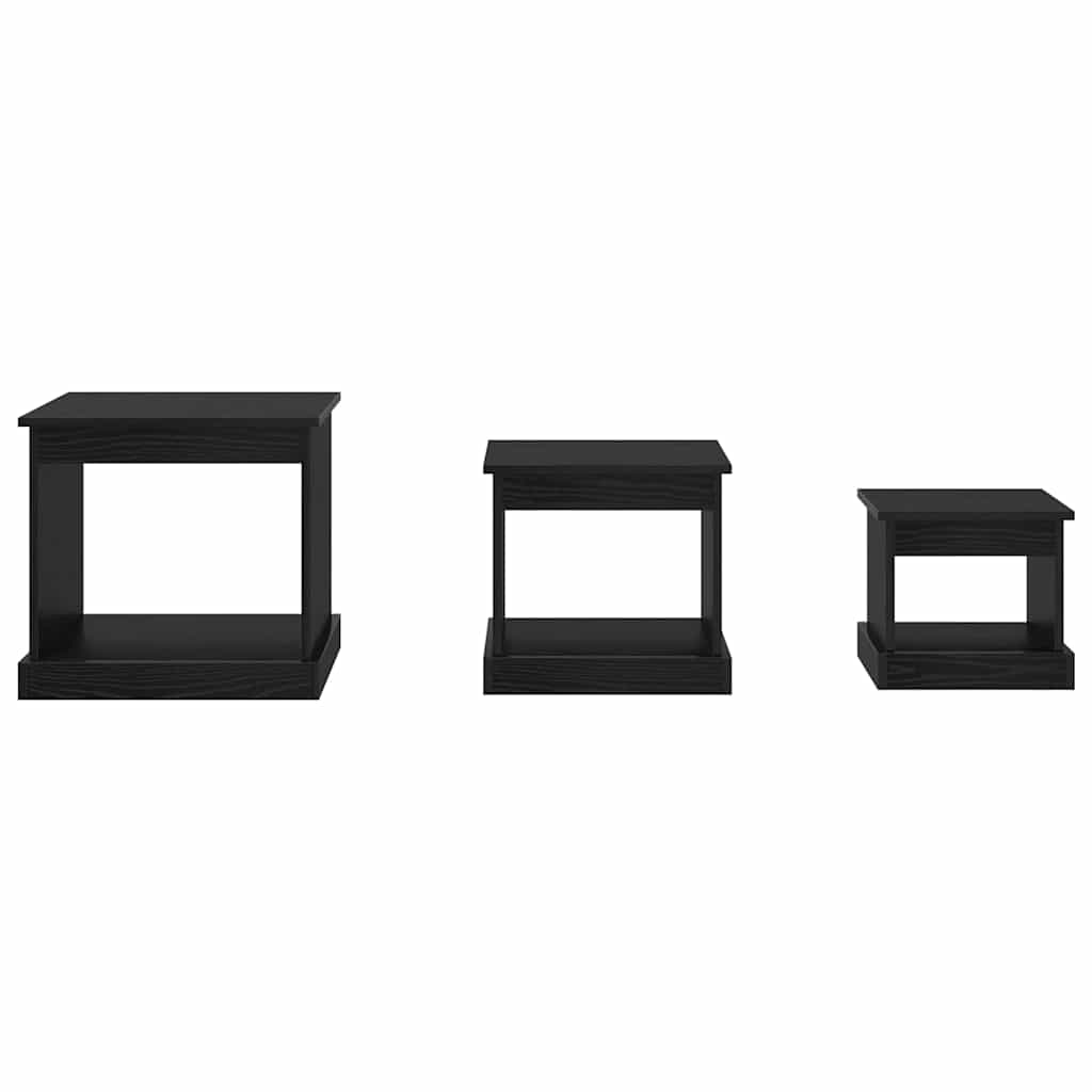 vidaXL Τραπεζάκι σαλονιού 3 pcs Μαύρη Οξυά Επεξεργασμένο ξύλο