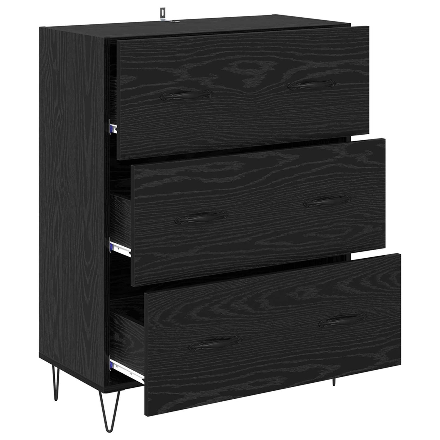 vidaXL Πλαϊνό γραφείο με συρτάρι Μαύρη Οξυά 69,5 x 34 x 90 εκ.