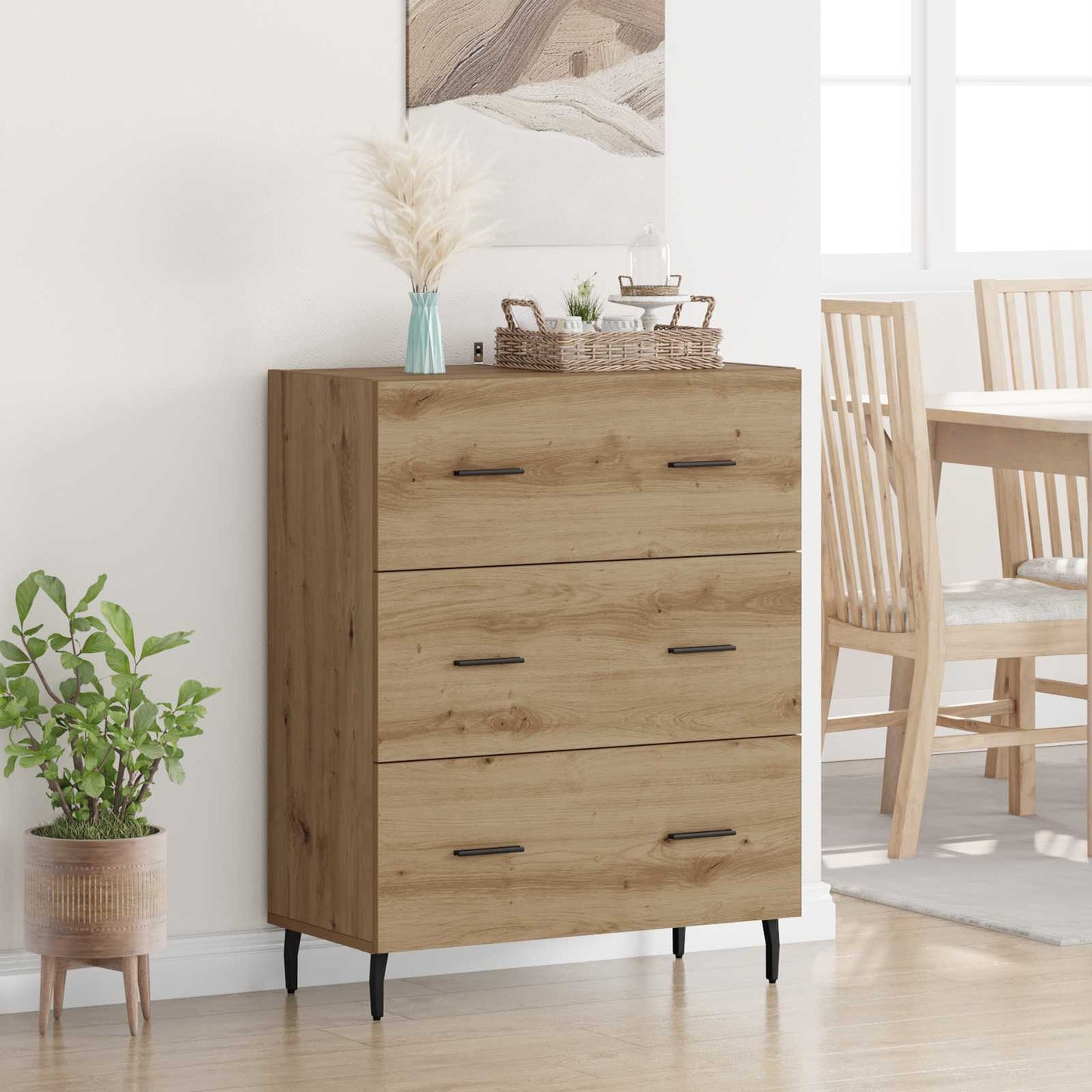 vidaXL Πλαϊνό γραφείο με συρτάρι Artisan Oak 69,5 x 34 x 90 εκ.