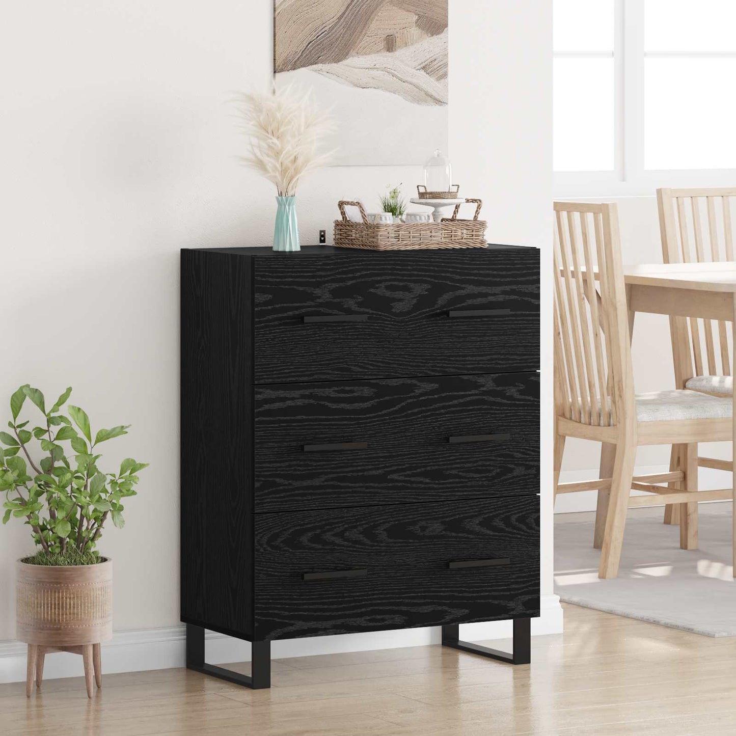vidaXL Πλαϊνό γραφείο με συρτάρι Μαύρη Οξυά 69,5 x 34 x 90 εκ.