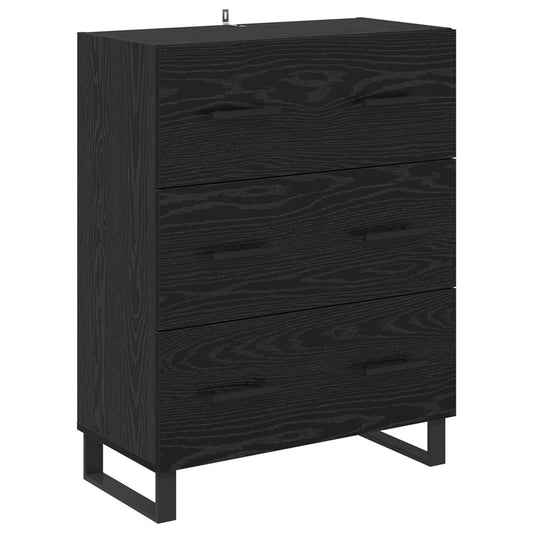vidaXL Πλαϊνό γραφείο με συρτάρι Μαύρη Οξυά 69,5 x 34 x 90 εκ.