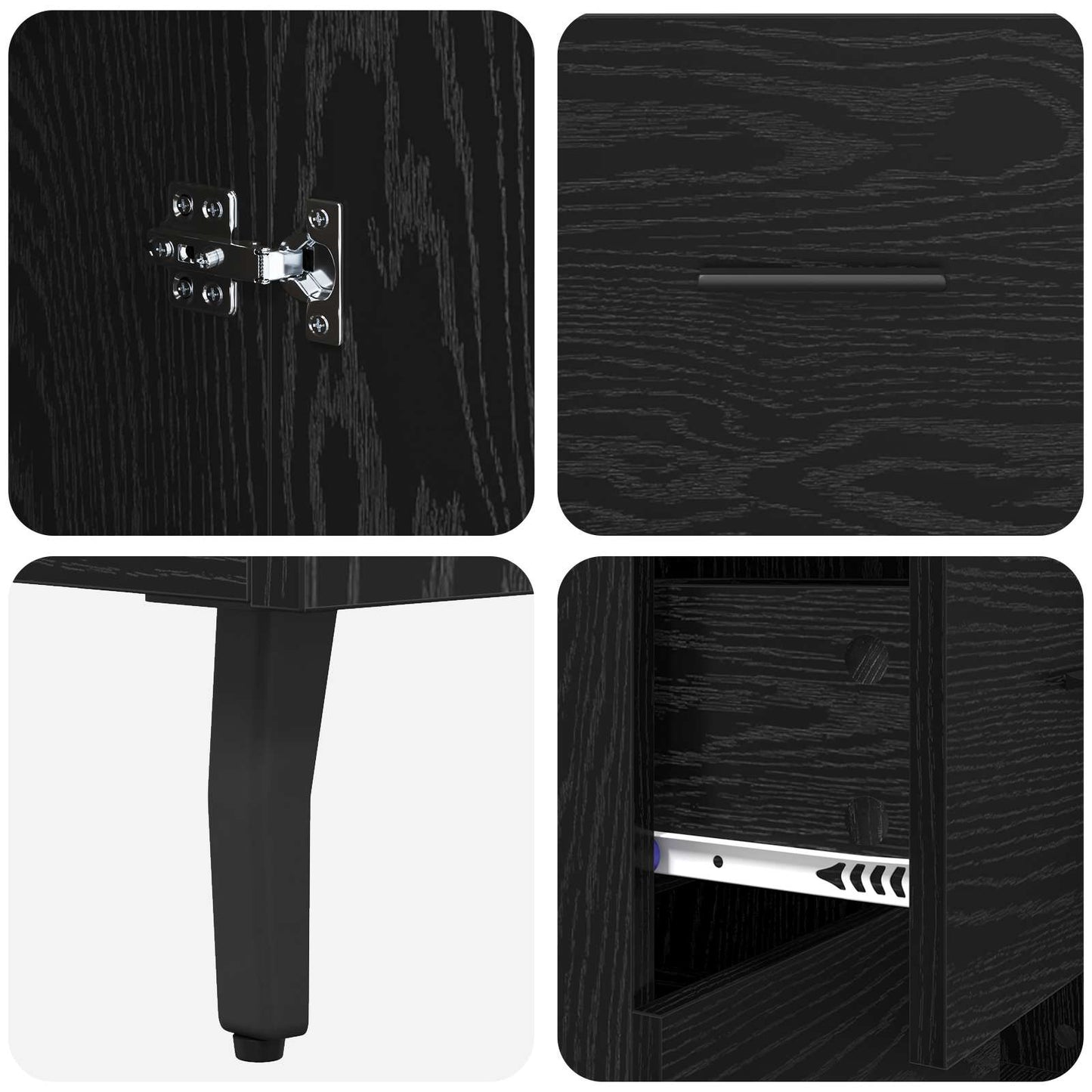 vidaXL Πλαϊνό γραφείο με συρτάρι Μαύρη Οξυά 69,5 x 34 x 90 εκ.