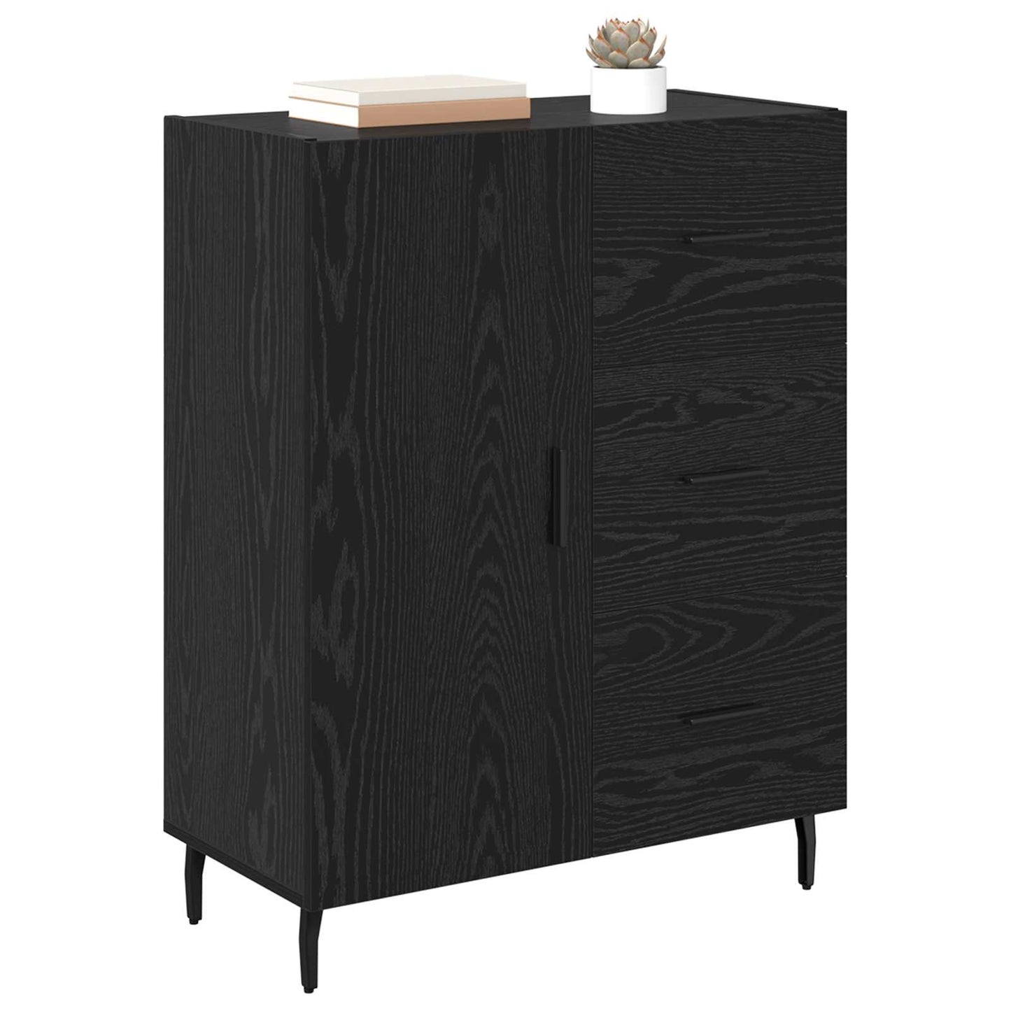 vidaXL Πλαϊνό γραφείο με συρτάρι Μαύρη Οξυά 69,5 x 34 x 90 εκ.