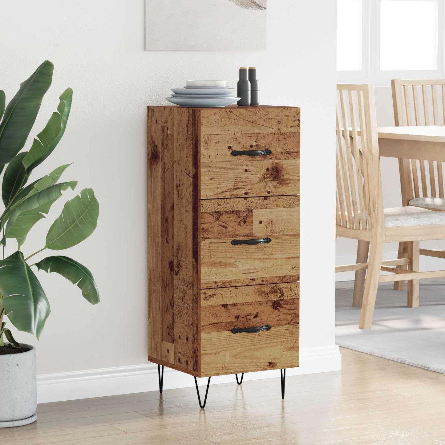 vidaXL Πλαϊνό γραφείο Παλαιό ξύλο 34 x 34.5 x 90 εκ Επεξεργασμένο ξύλο
