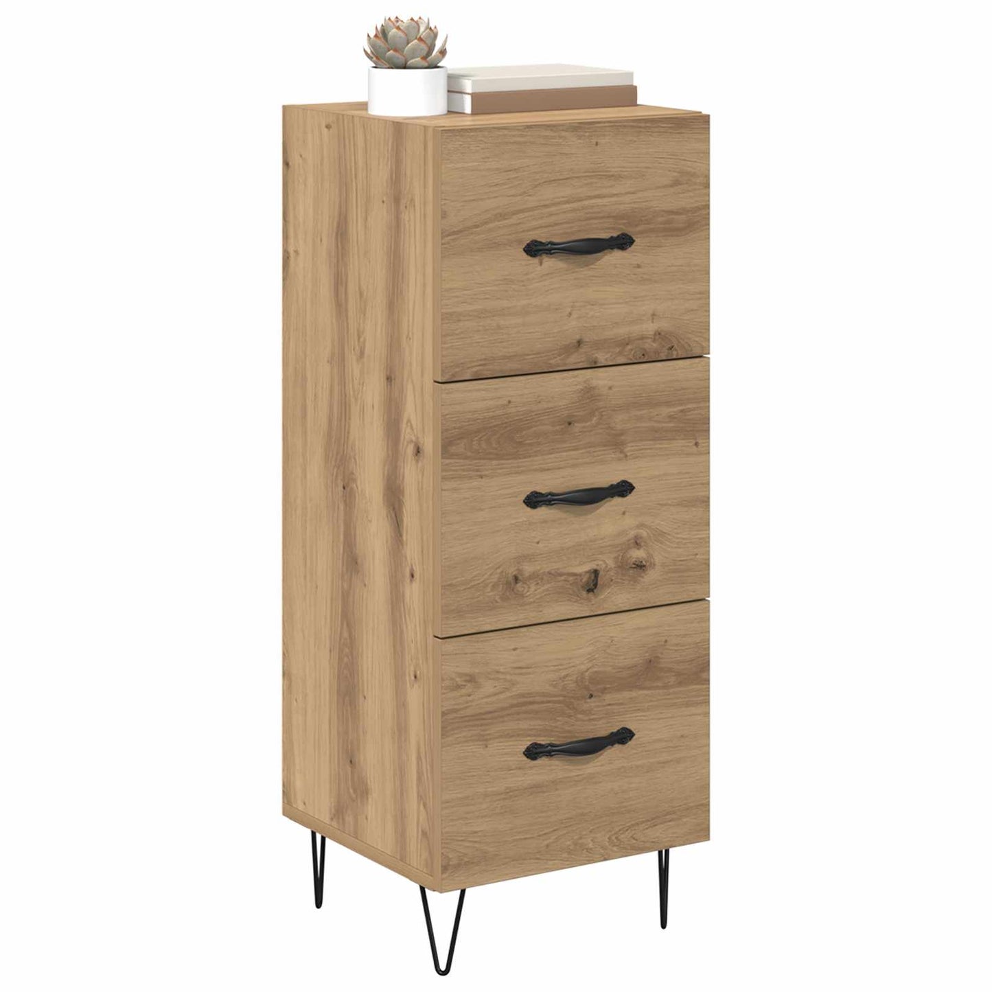 vidaXL Πλαϊνό γραφείο με συρτάρι artisan δρυς 34 x 34.5 x 90 εκ