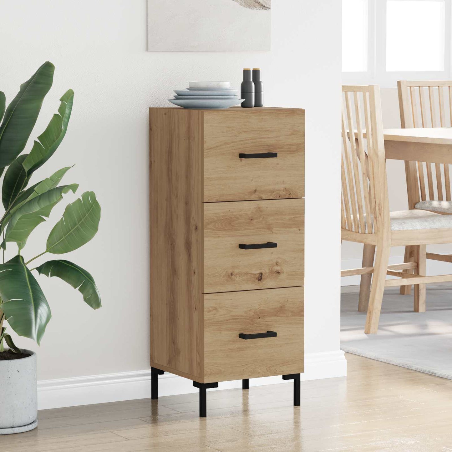 vidaXL Πλαϊνό γραφείο με συρτάρι Artisan Oak 34,5 x 34 x 90 εκ.