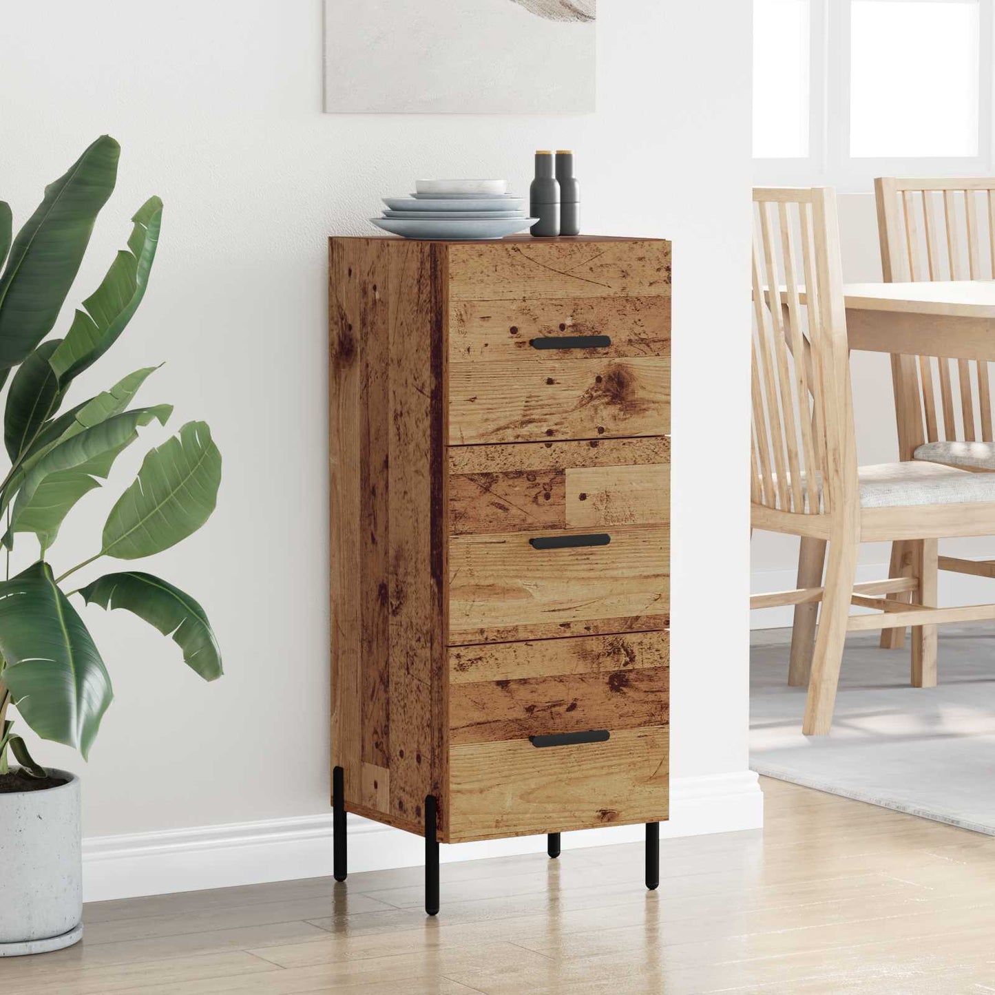 vidaXL Πλαϊνό γραφείο Παλαιό ξύλο 34 x 34.5 x 90 εκ Επεξεργασμένο ξύλο