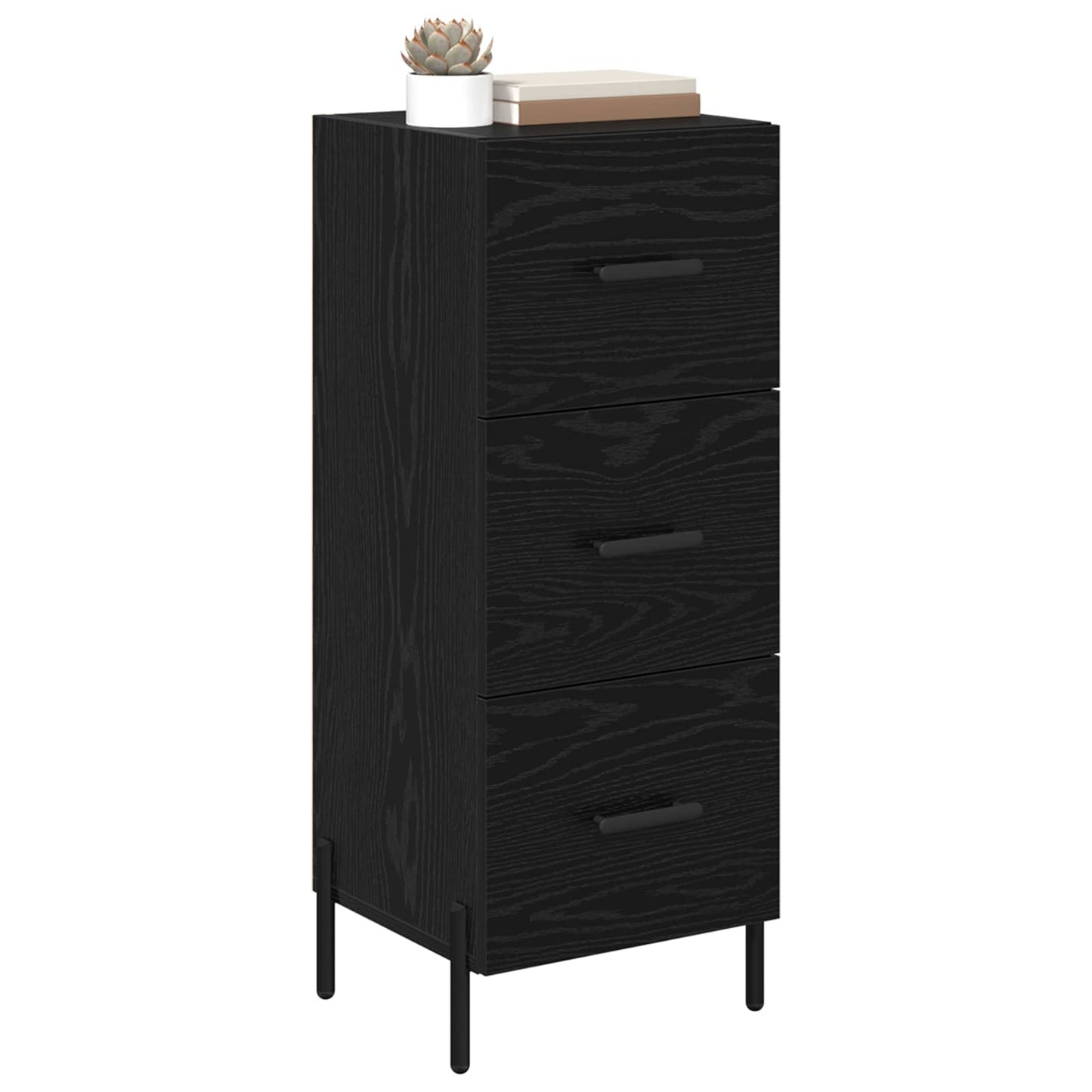 vidaXL Πλαϊνό γραφείο Μαύρη δρυς 34 x 34.5 x 90 εκ Επεξεργασμένο ξύλο
