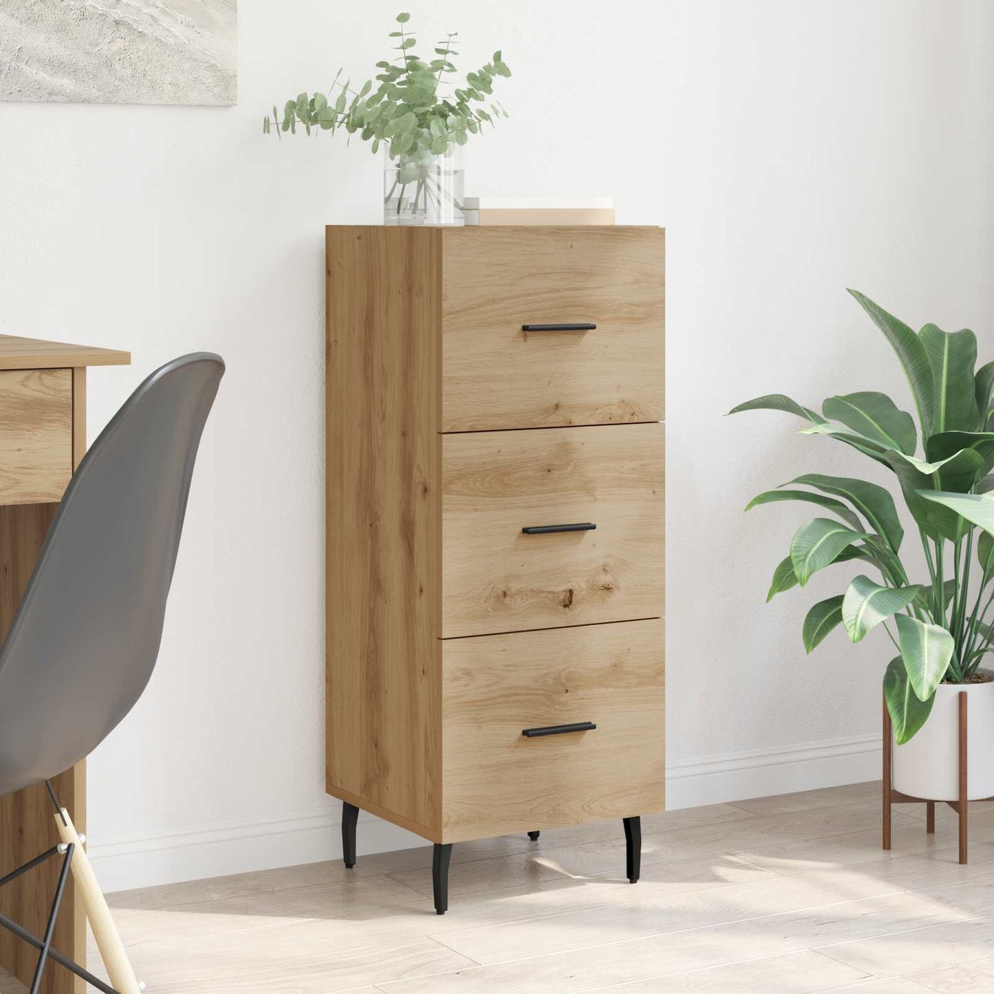 vidaXL Πλαϊνό γραφείο με συρτάρι artisan δρυς 34 x 34.5 x 90 εκ