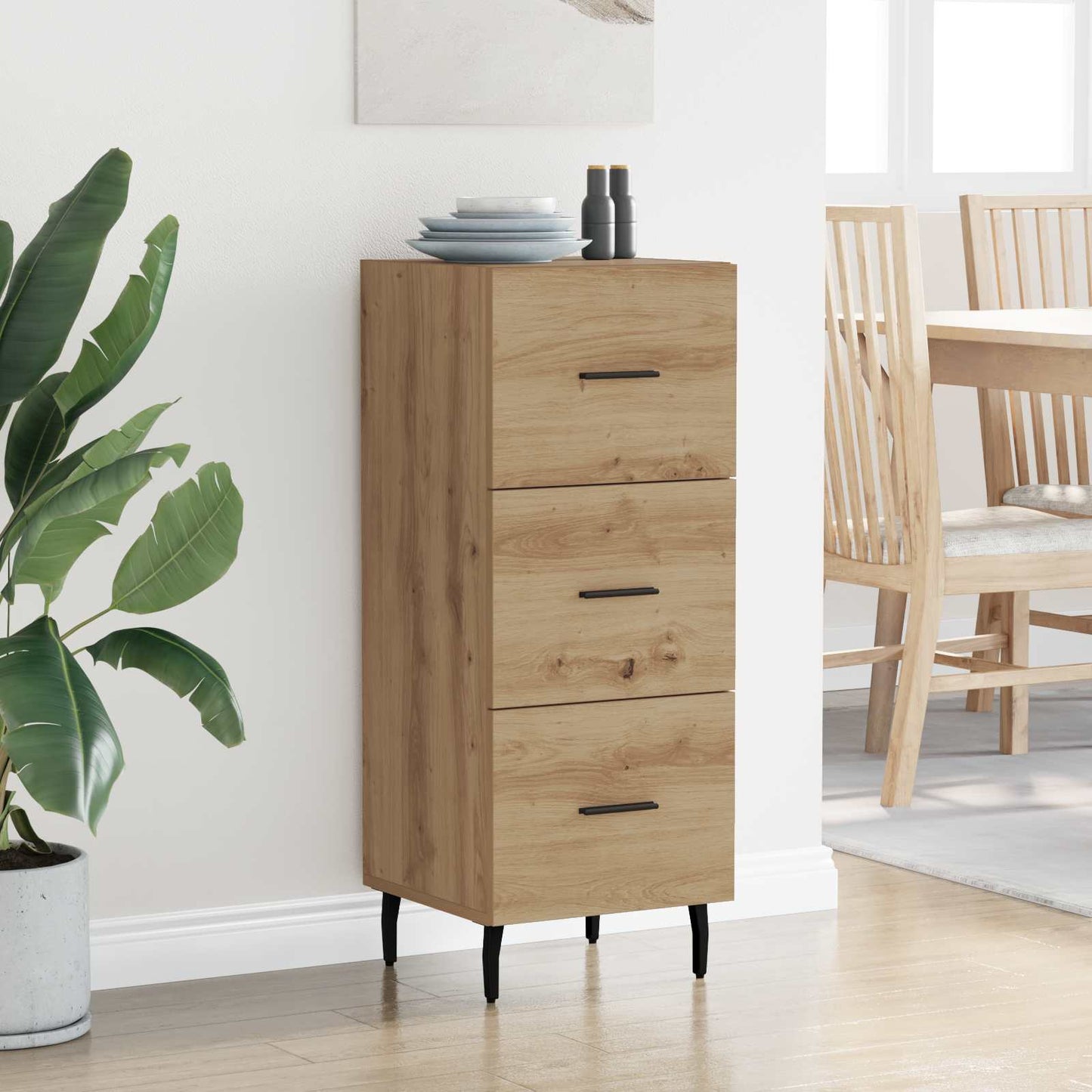 vidaXL Πλαϊνό γραφείο με συρτάρι artisan δρυς 34 x 34.5 x 90 εκ
