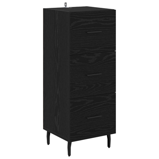 vidaXL Πλαϊνό γραφείο Μαύρη δρυς 34 x 34.5 x 90 εκ Επεξεργασμένο ξύλο