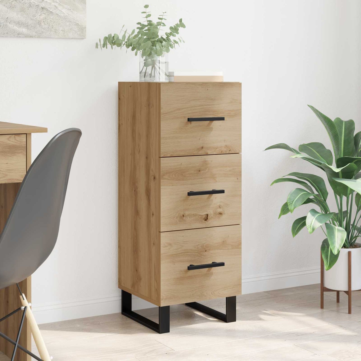 vidaXL Πλαϊνό γραφείο με συρτάρι Artisan Oak 34,5 x 34 x 90 εκ.