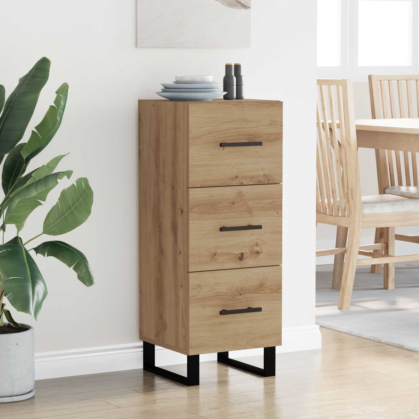 vidaXL Πλαϊνό γραφείο με συρτάρι Artisan Oak 34,5 x 34 x 90 εκ.