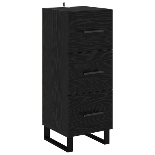 vidaXL Πλαϊνό γραφείο με συρτάρι Μαύρη Οξυά 34,5 x 34 x 90 εκ.