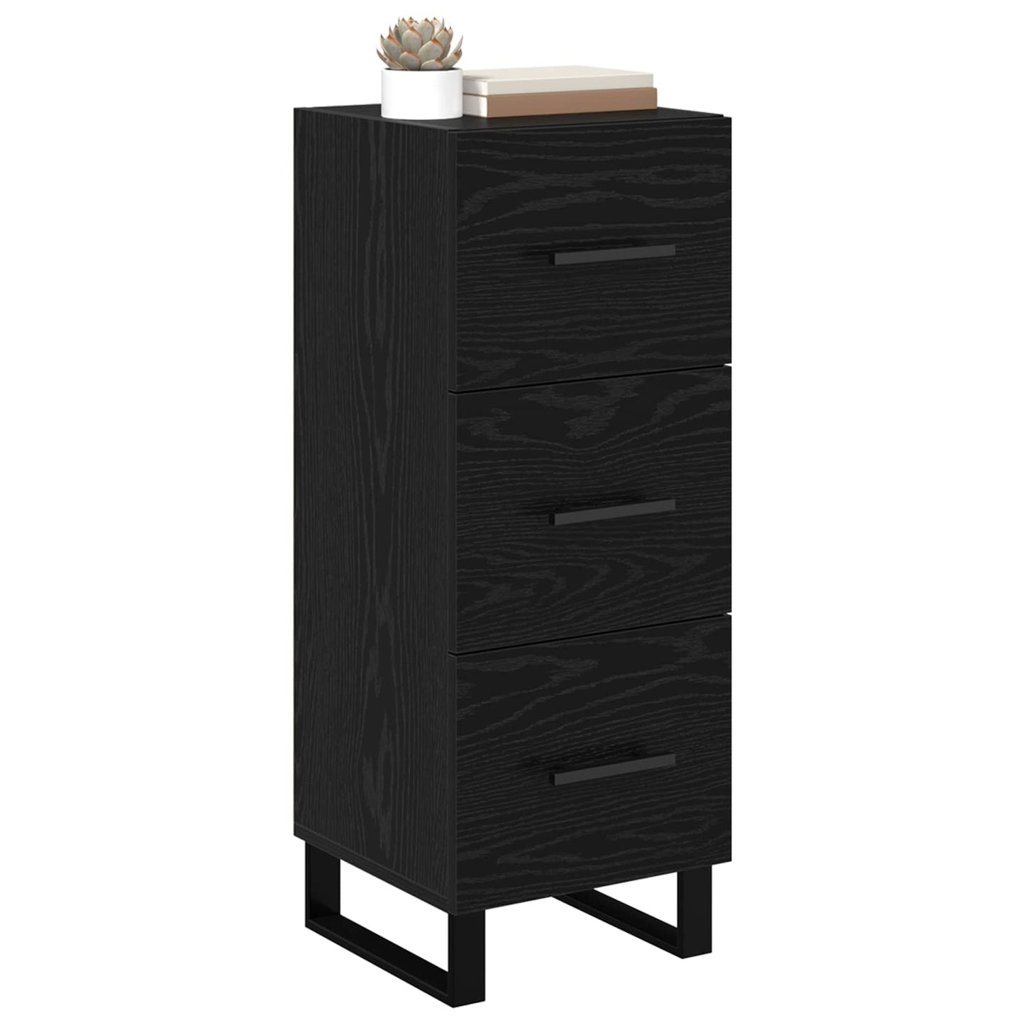 vidaXL Πλαϊνό γραφείο με συρτάρι Μαύρη Οξυά 34,5 x 34 x 90 εκ.
