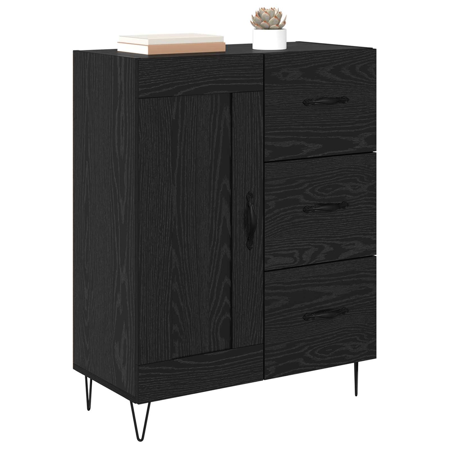vidaXL Πλαϊνό γραφείο με συρτάρι Μαύρη Δρυς 69,5 x 34 x 90 εκ.