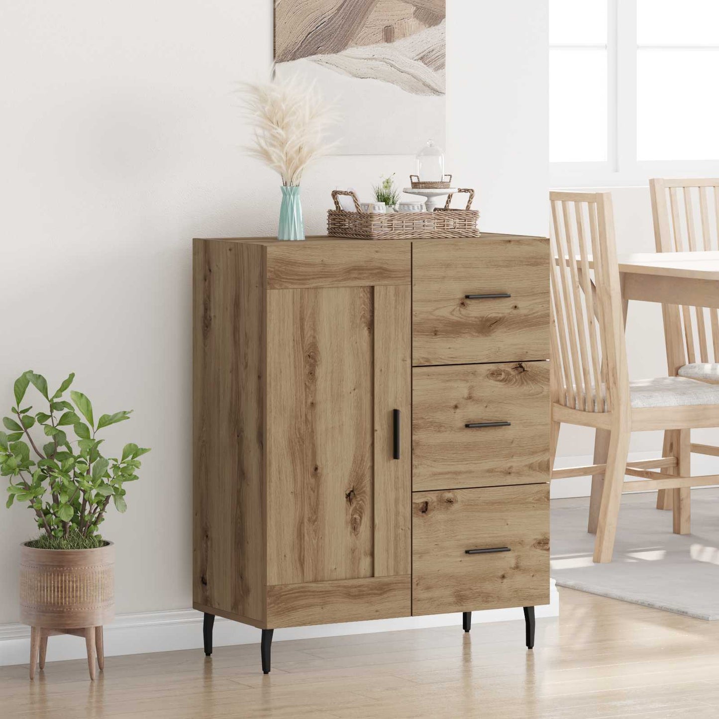 vidaXL Πλαϊνό γραφείο με συρτάρι Artisan Oak 69,5 x 34 x 90 εκ.