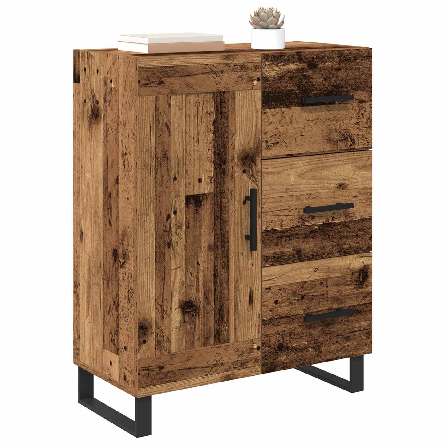 vidaXL Πλαϊνό γραφείο με συρτάρι Παλιό Ξύλο 69,5 x 34 x 90 εκ.