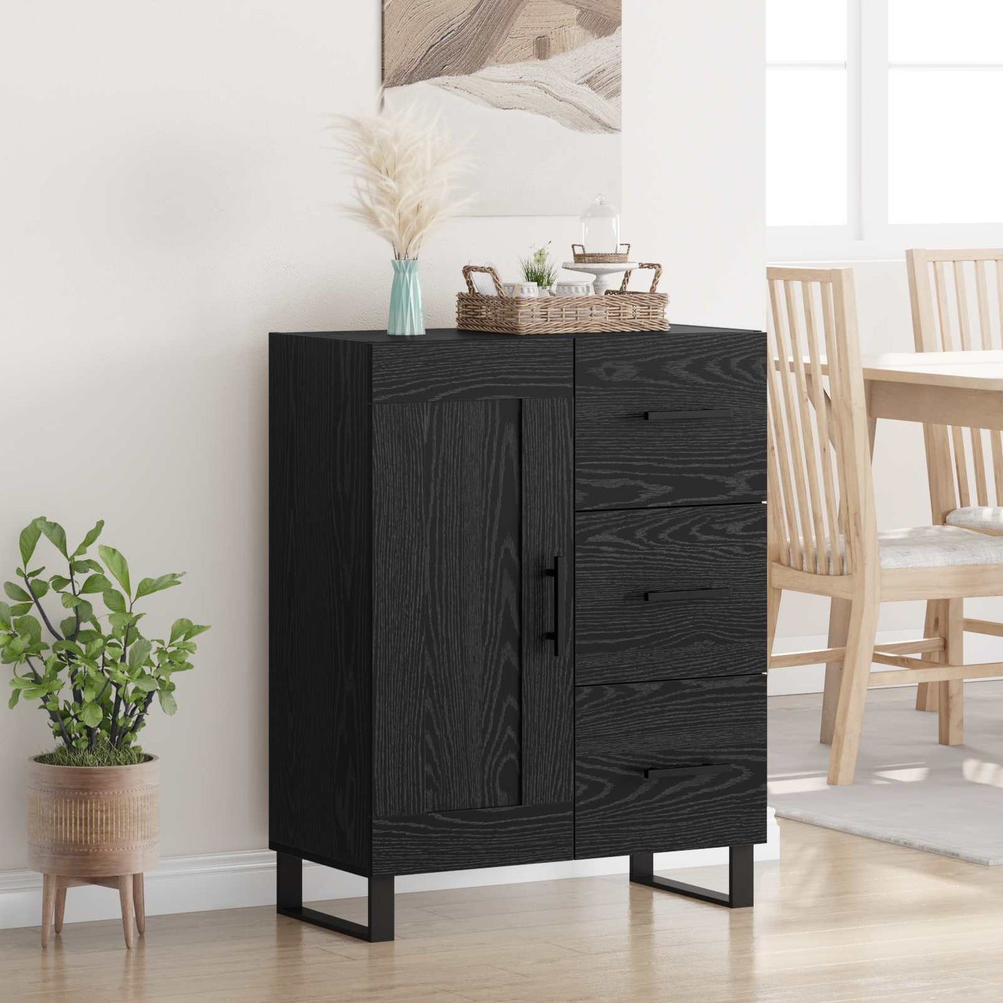 vidaXL Πλαϊνό γραφείο με συρτάρι Μαύρη Οξυά 69,5 x 34 x 90 εκ.