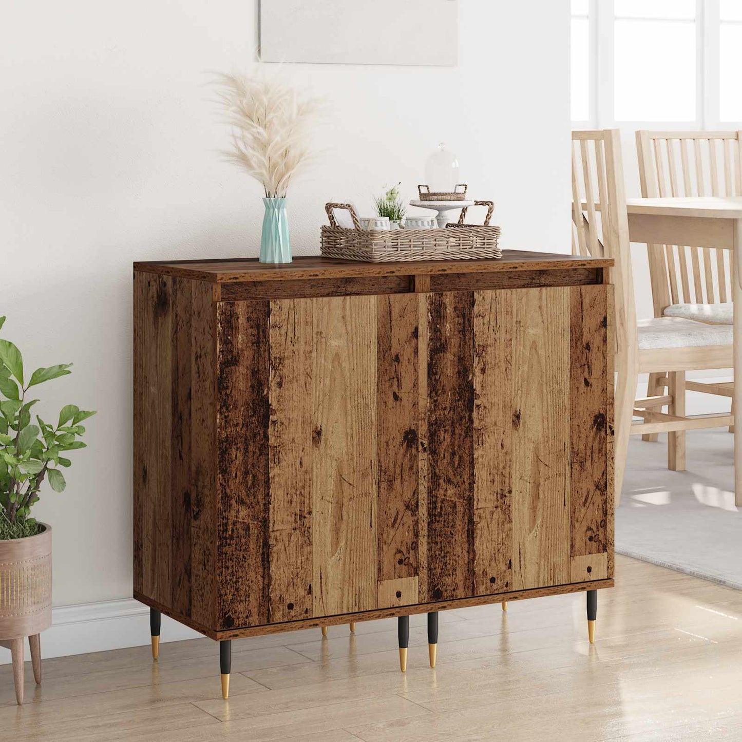 vidaXL Πλαϊνό γραφείο 2 pcs Παλιό Ξύλο 40 x 35 x 70 εκ.