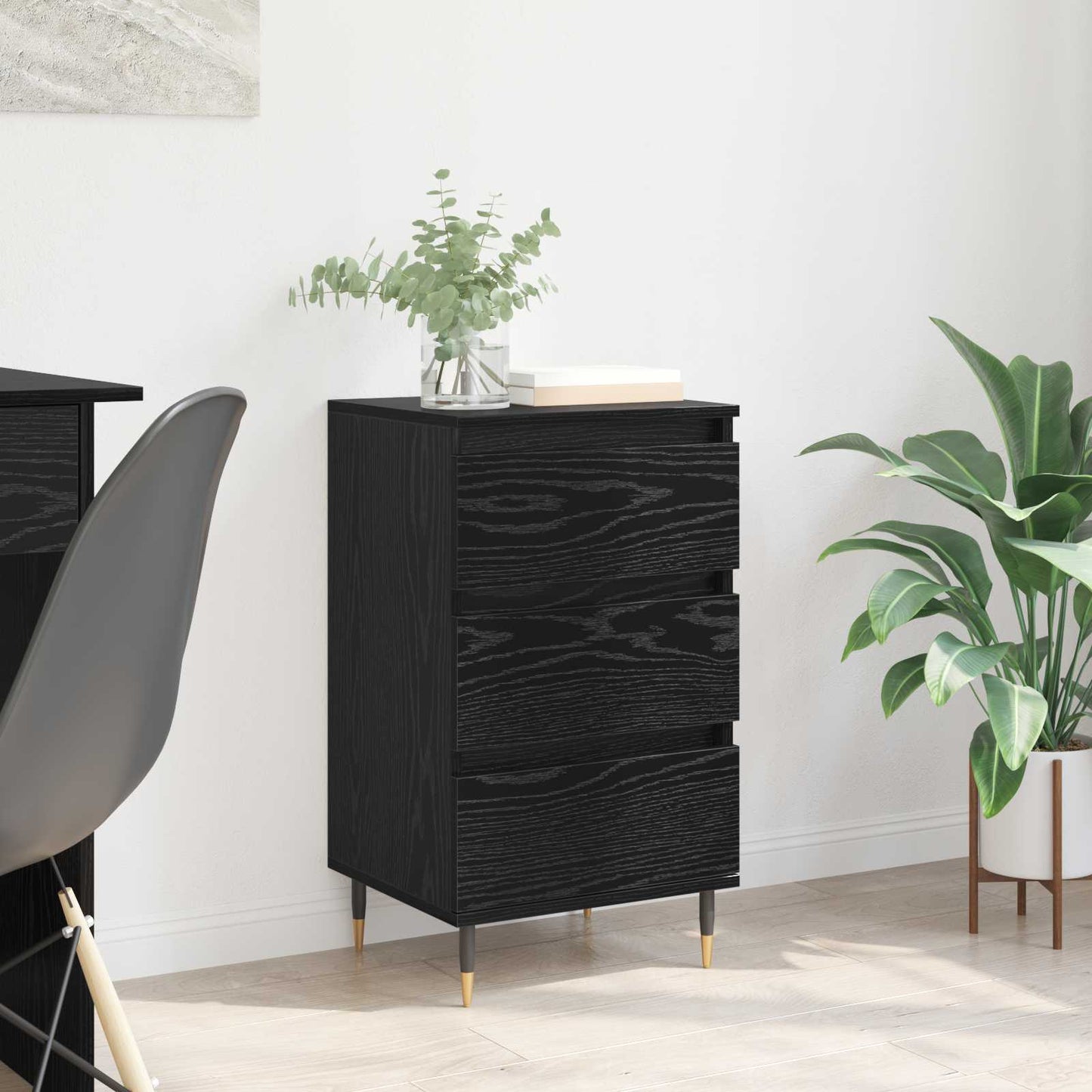 vidaXL Πλαϊνό γραφείο Μαύρη δρυς 35 x 40 x 70 εκ. Επεξεργασμένο ξύλο