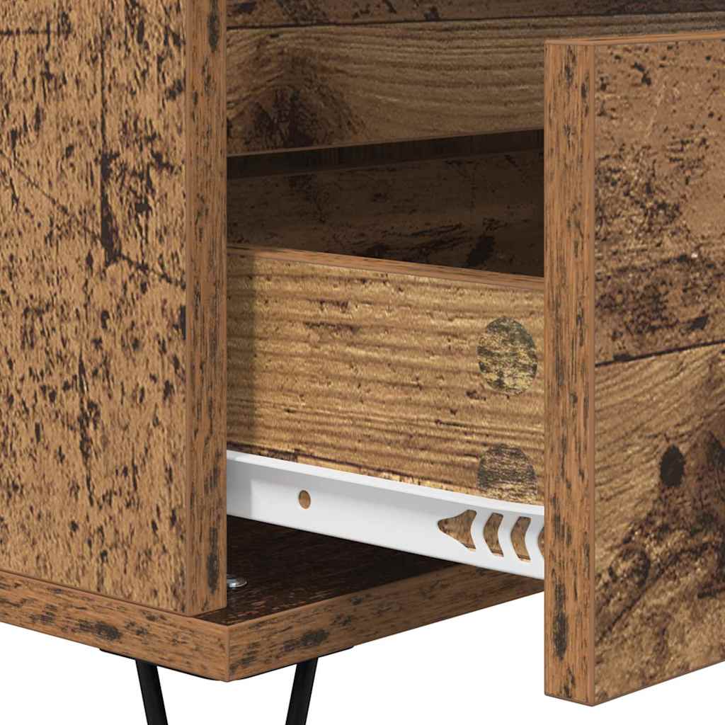 vidaXL Πλαϊνό γραφείο με συρτάρι Παλιό Ξύλο 40 x 35 x 70 εκ.