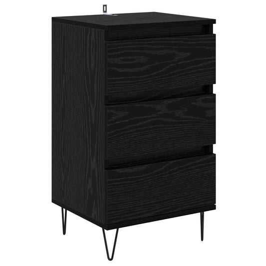 vidaXL Πλαϊνό γραφείο με συρτάρι Μαύρη Οξυά 40 x 35 x 70 εκ.