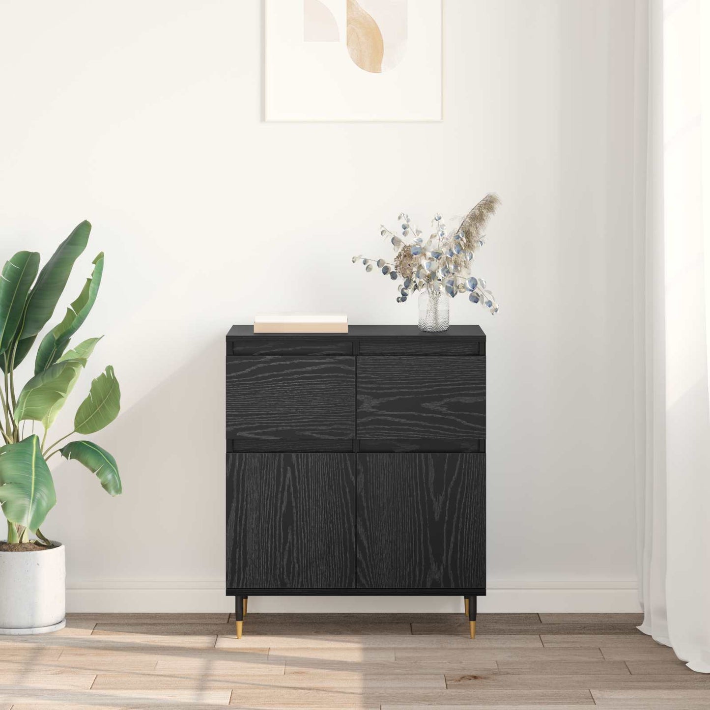 vidaXL Πλαϊνό γραφείο με συρτάρι Μαύρη Οξυά 60 x 35 x 70 cm