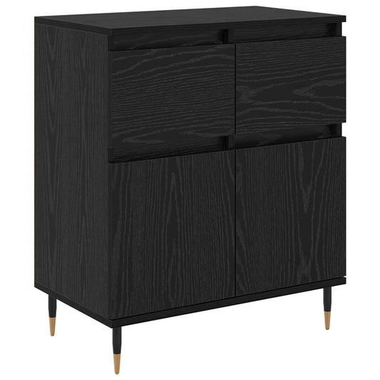 vidaXL Πλαϊνό γραφείο με συρτάρι Μαύρη Οξυά 60 x 35 x 70 cm